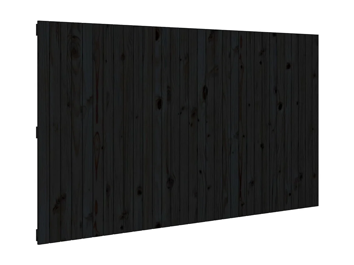 Tête de lit murale Noir 204x3x110 Bois massif de pin