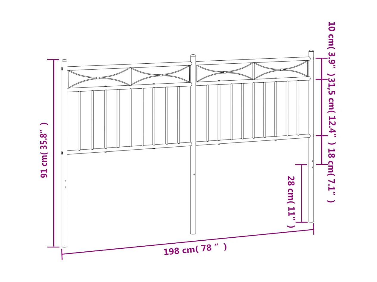 Tête de lit métal noir 193cm