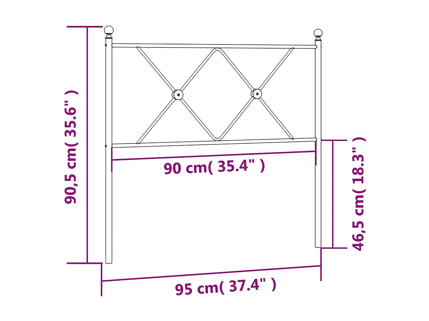 Tête de lit métal blanc 90cm