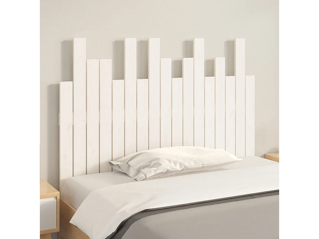 Tête de lit murale Blanc 108x3x80 Bois massif de pin
