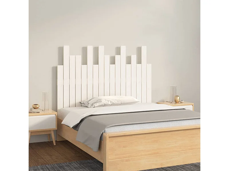 Tête de lit murale Blanc 108x3x80 Bois massif de pin