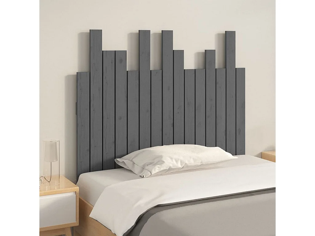 Tête de lit murale Gris 95,5x3x80 Bois massif de pin