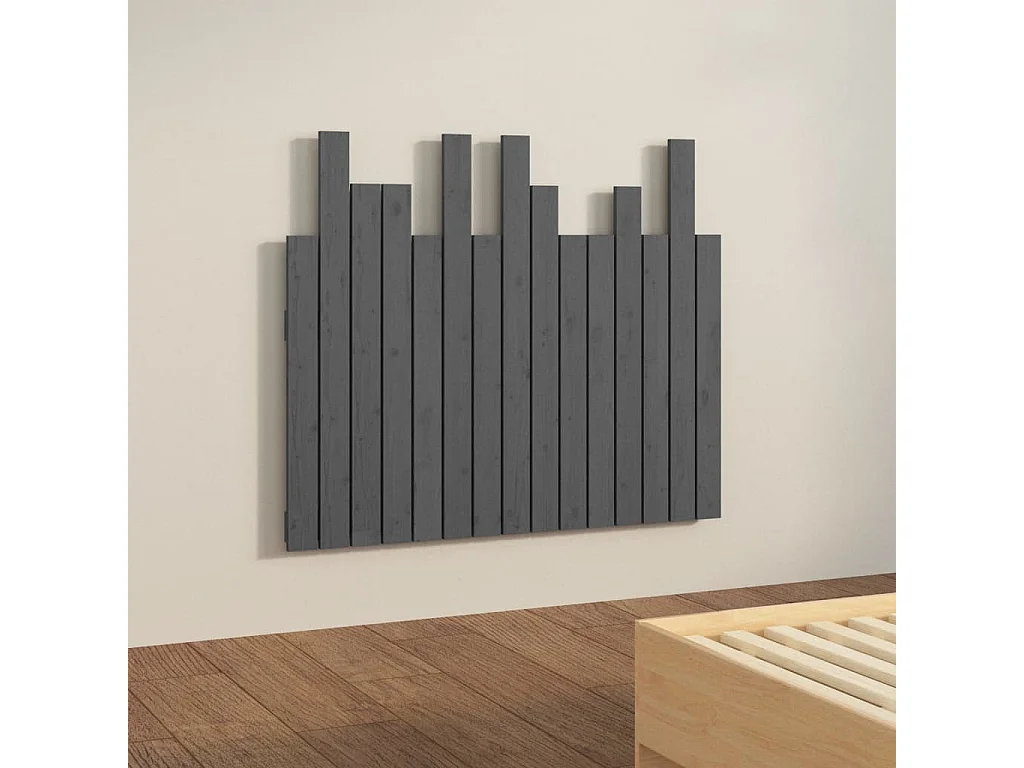 Tête de lit murale Gris 95,5x3x80 Bois massif de pin
