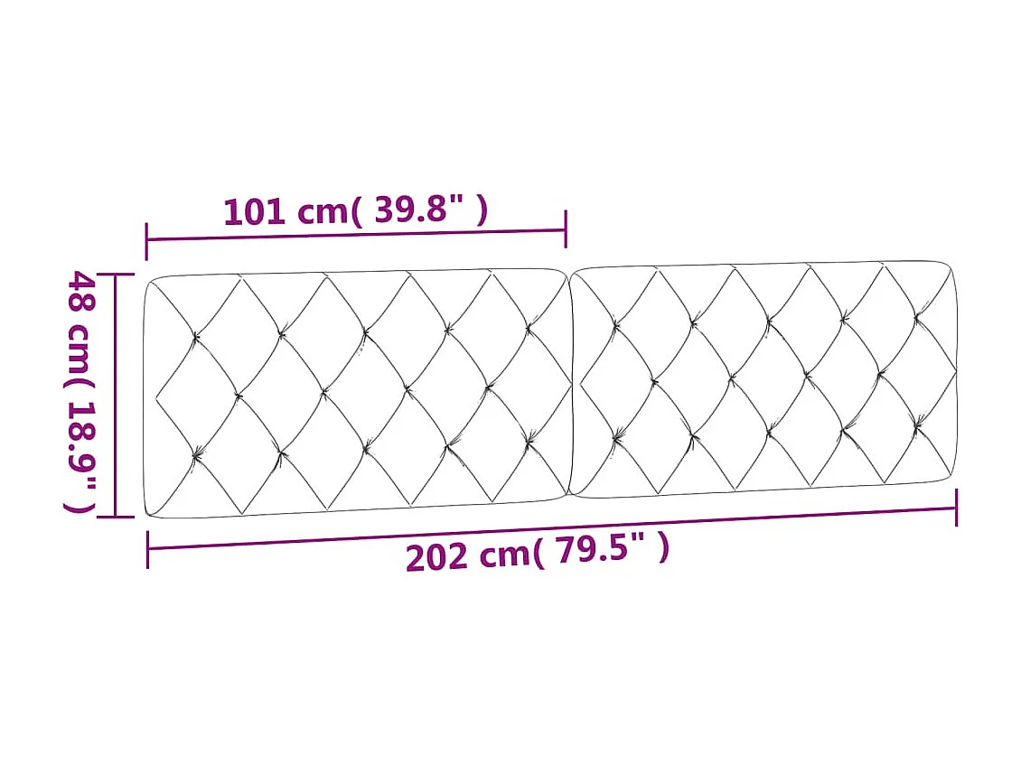 Coussin de tête de lit noir 200cm velours