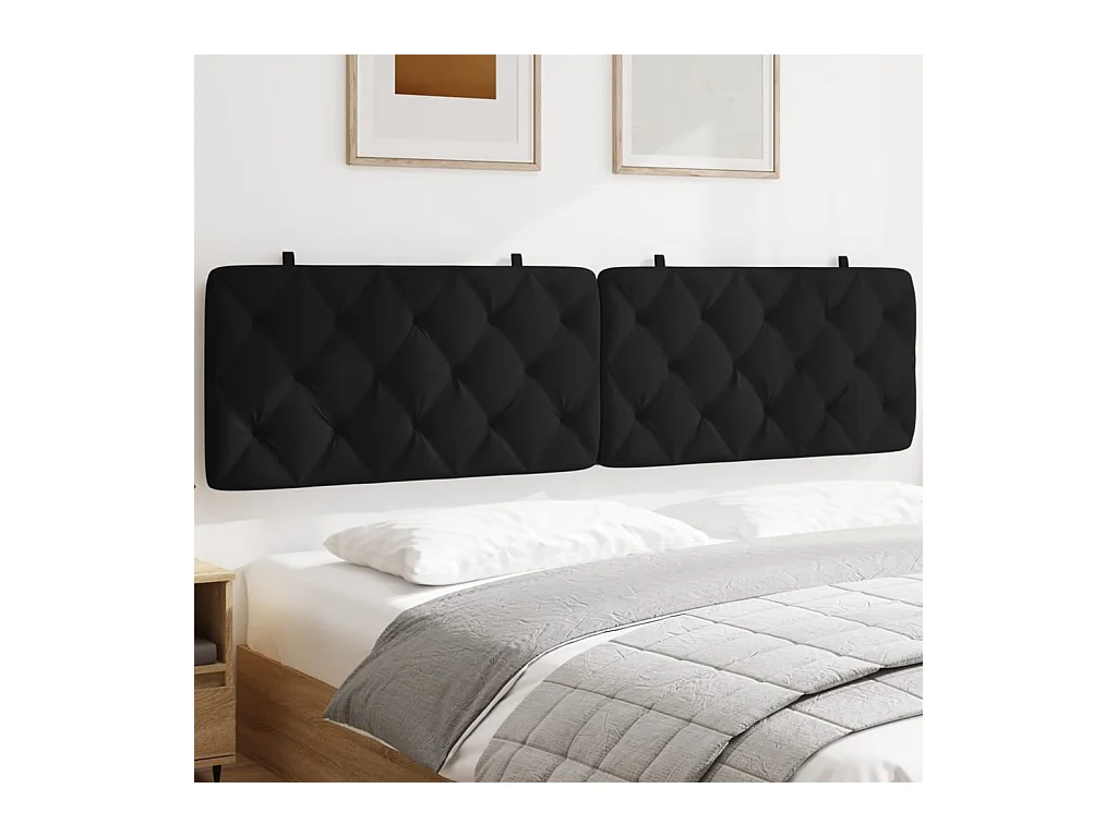 Coussin de tête de lit noir 200cm velours
