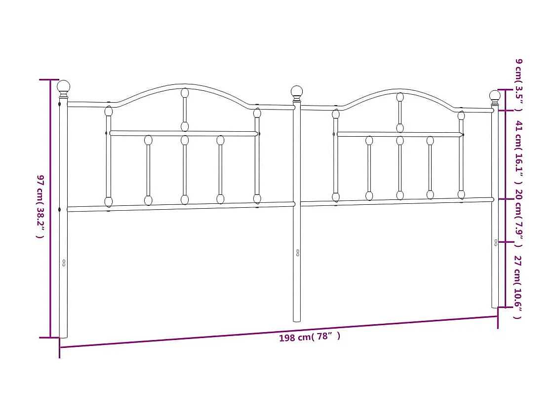 Tête de lit métal blanc 193cm