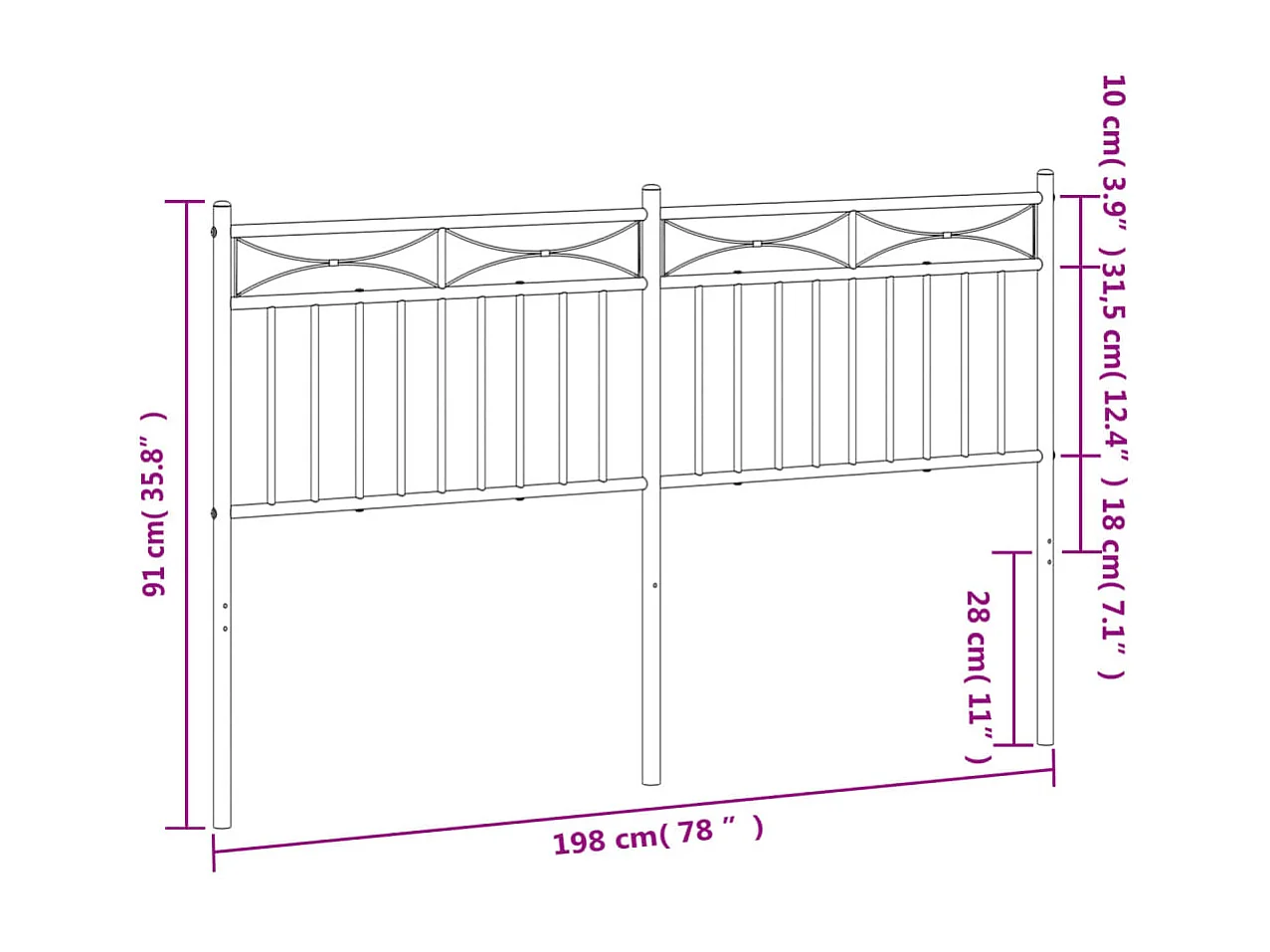 Tête de lit métal blanc 193cm