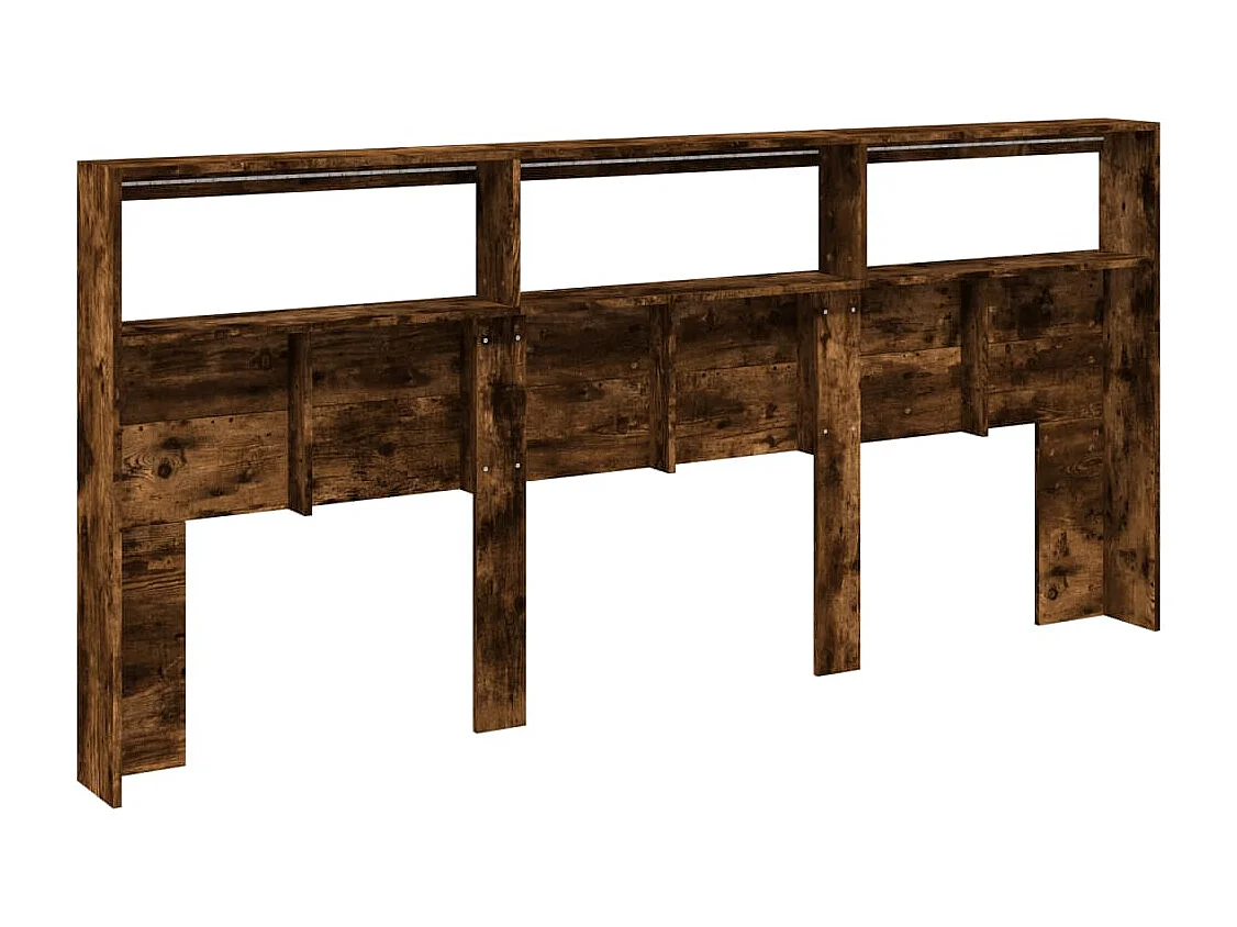 Armoire tête de lit avec LED chêne fumé 220x17x102