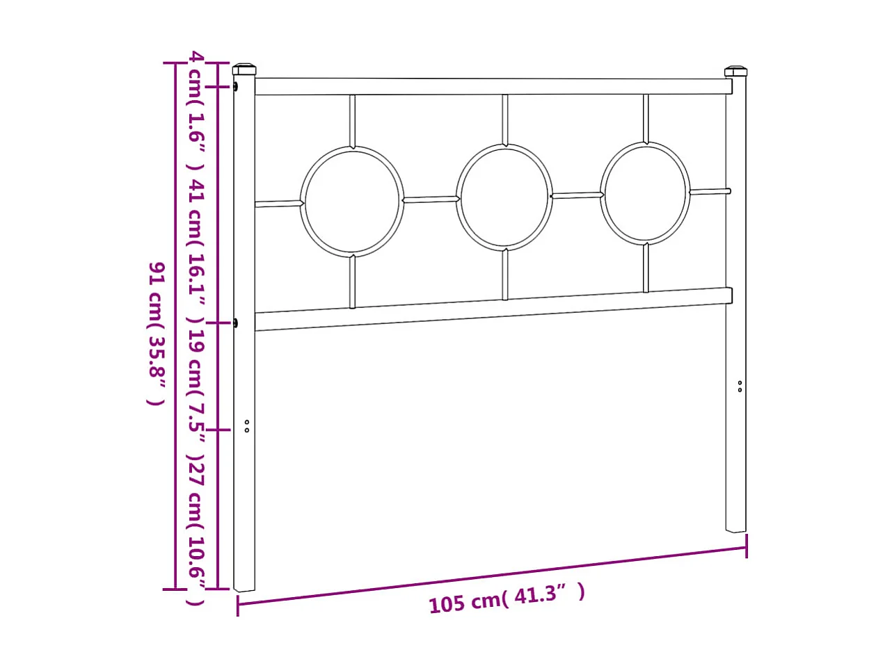 Tête de lit métal blanc 100cm