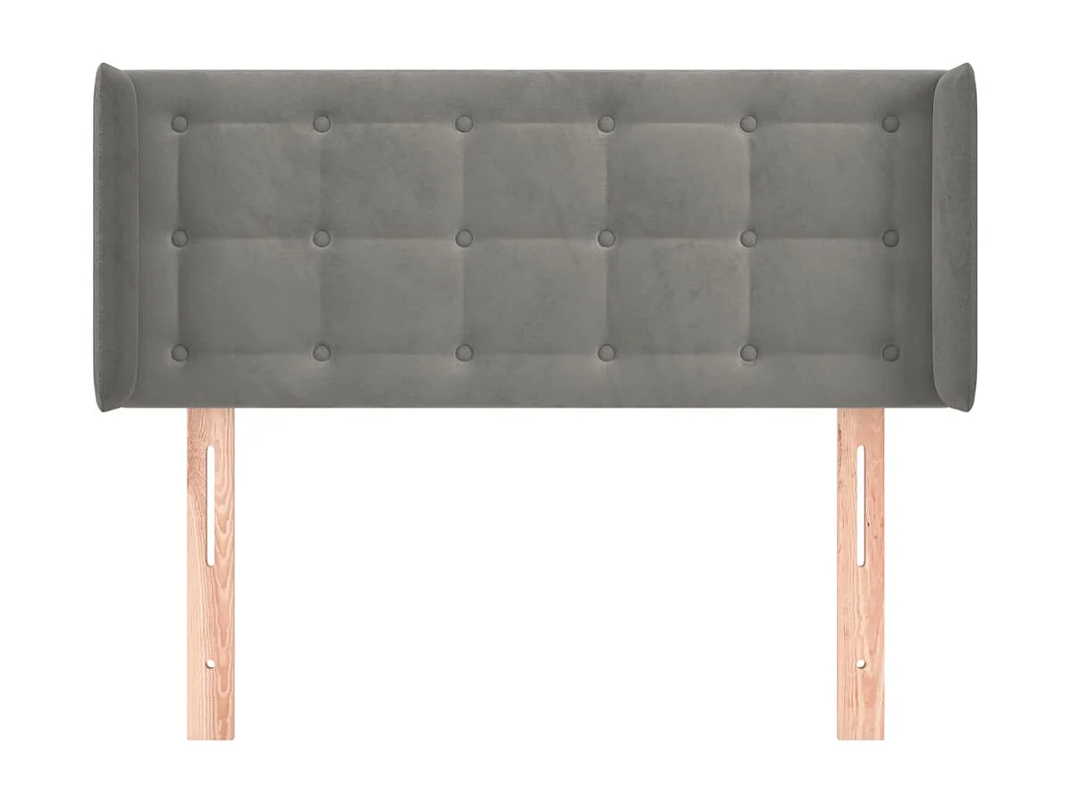 Tête de lit avec oreilles Gris clair 93x16x78-88 Velours
