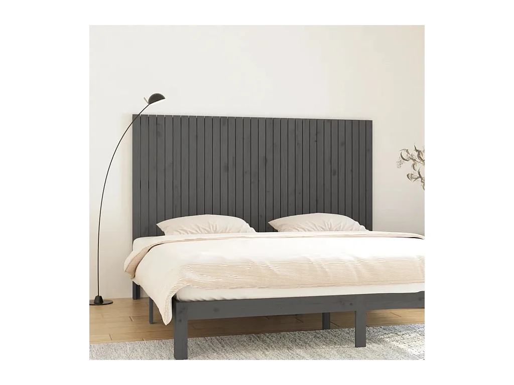 Tête de lit murale Gris 204x3x110 Bois massif de pin