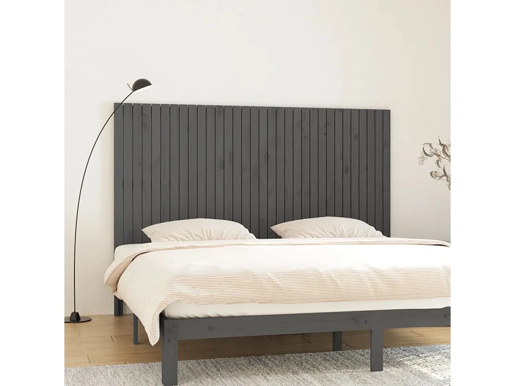 Tête de lit murale Gris 204x3x110 Bois massif de pin