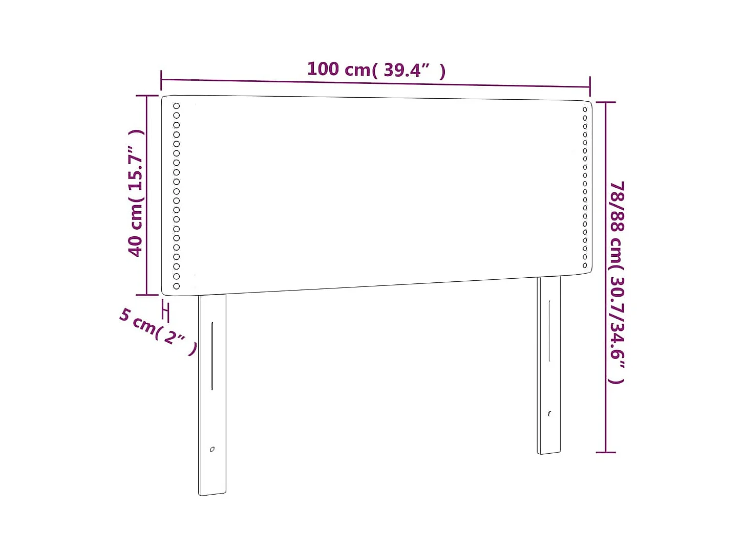 Tête de lit à LED Vert foncé 100x5x78-88 Velours