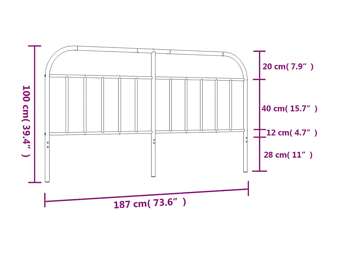 Tête de lit métal noir 180cm
