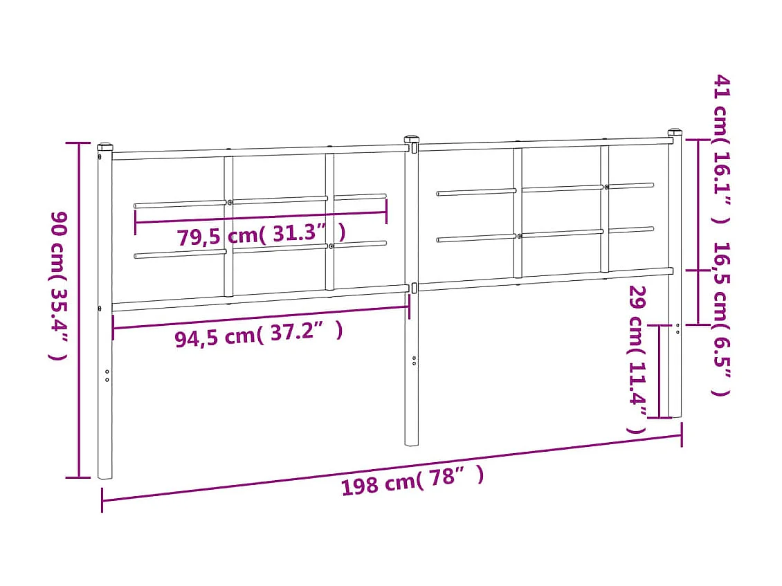 Tête de lit métal blanc 193cm