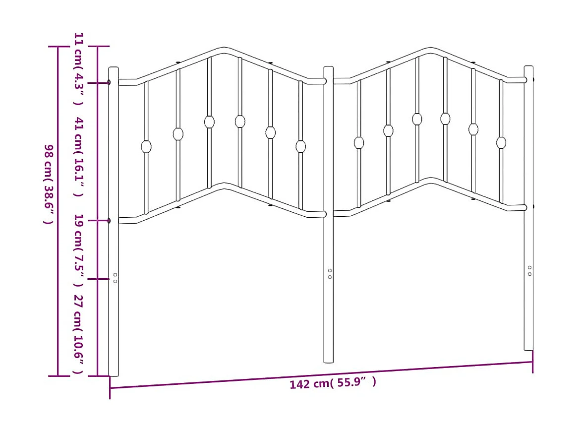 Tête de lit métal noir 135cm