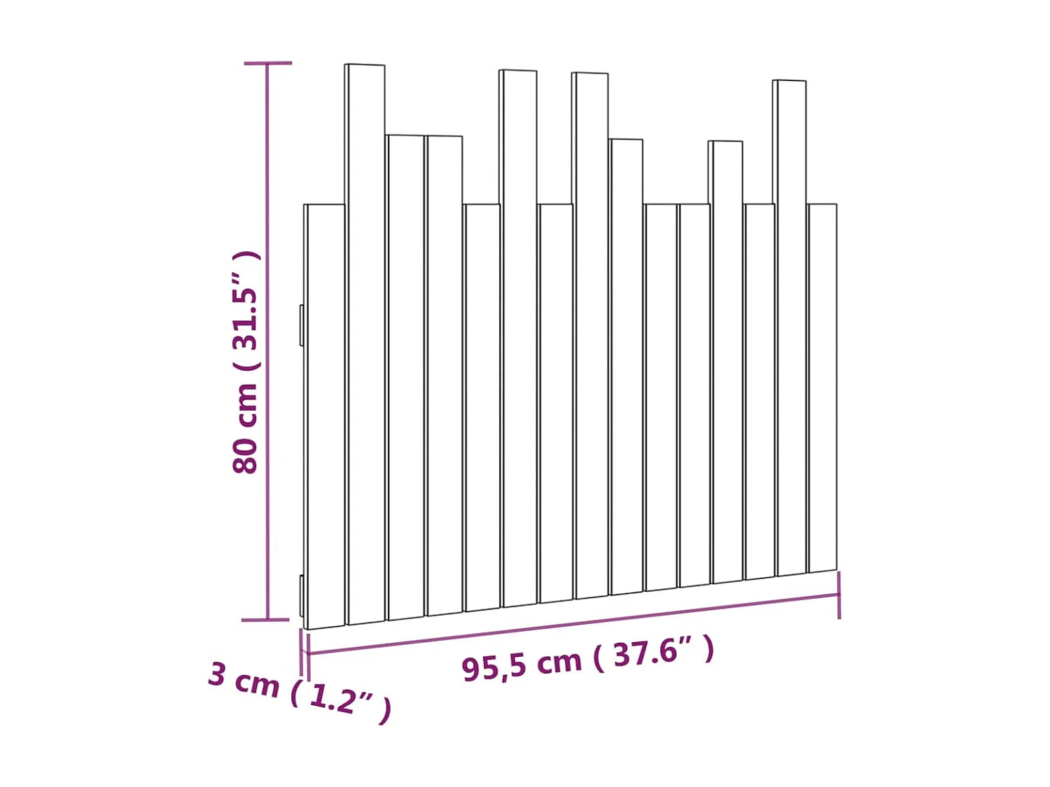 Tête de lit murale Noir 95,5x3x80 Bois massif de pin