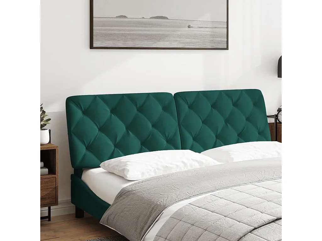 Coussin de tête de lit vert foncé 160cm velours