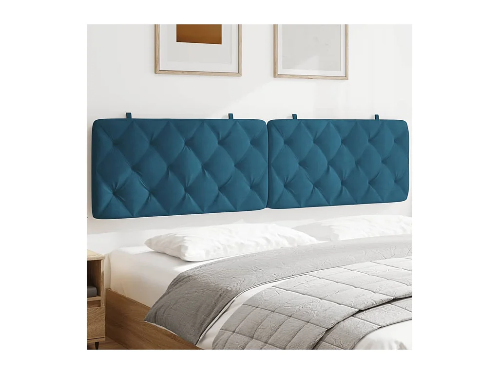 Coussin de tête de lit bleu 200cm velours