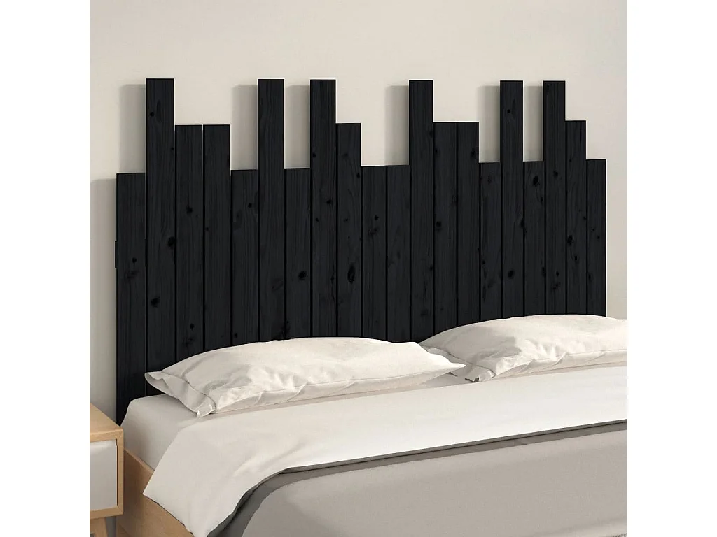 Tête de lit murale Noir 127,5x3x80 Bois massif de pin