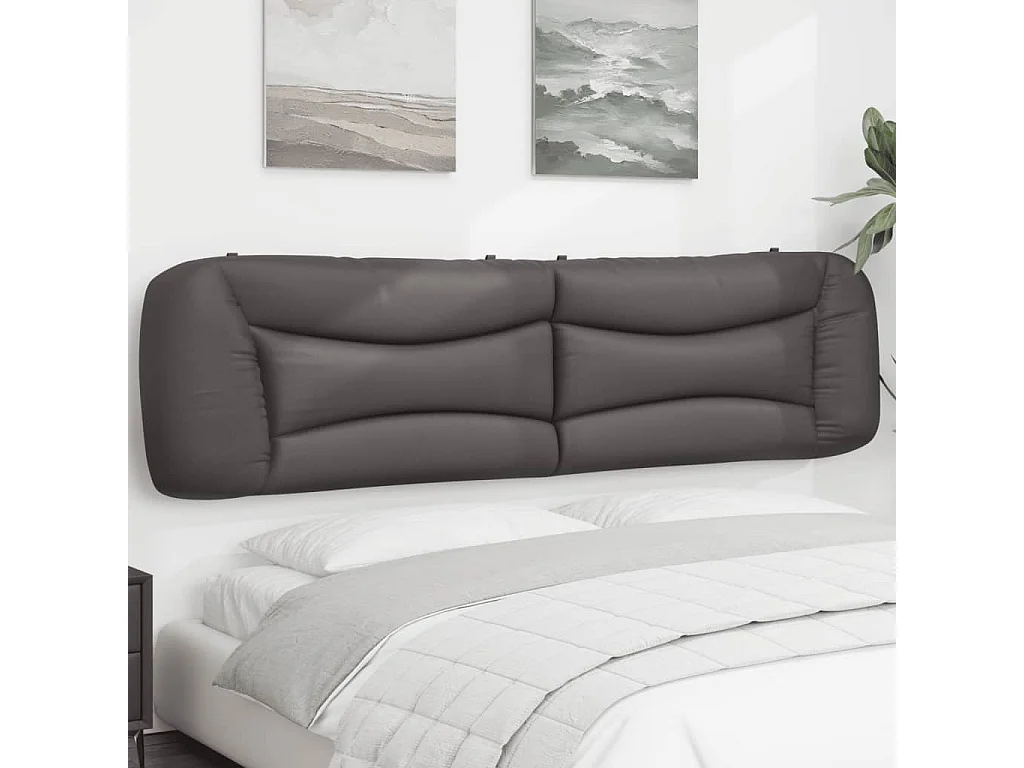 Coussin de tête de lit gris 200cm similicuir