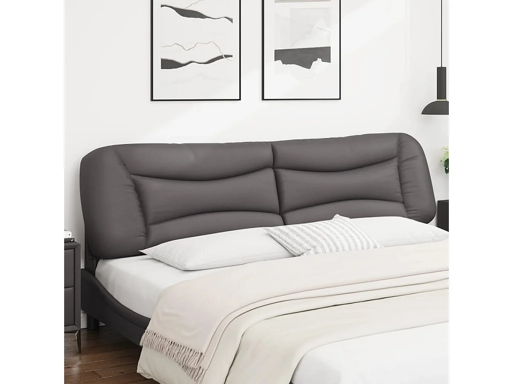 Coussin de tête de lit gris 200cm similicuir