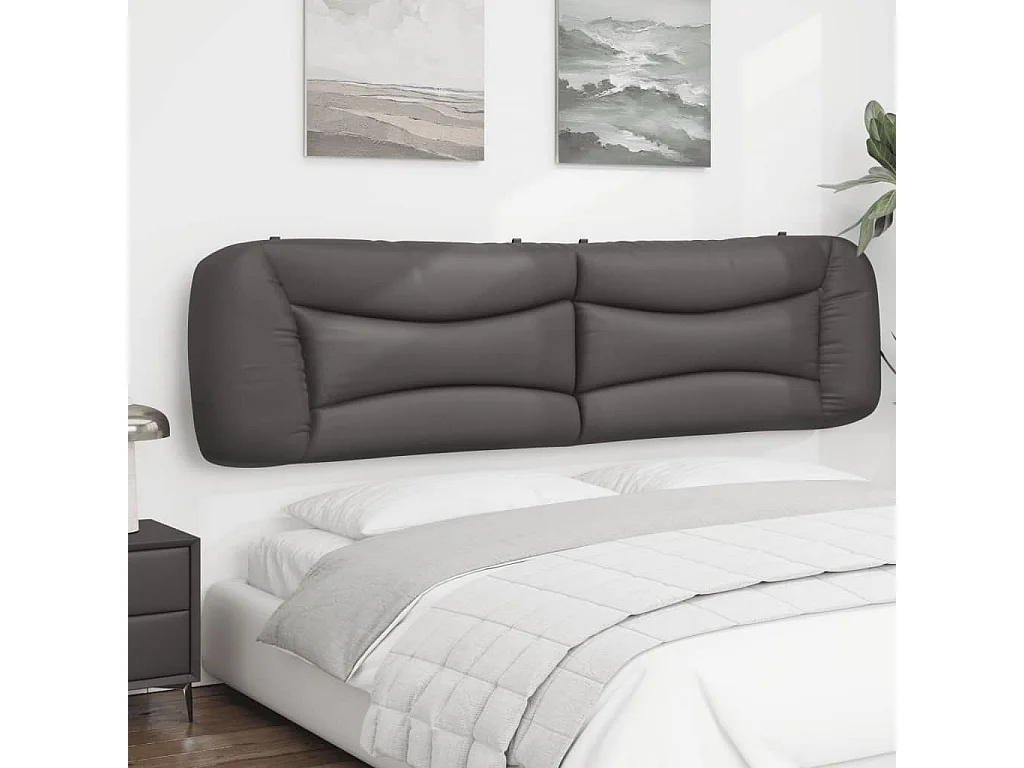 Coussin de tête de lit gris 200cm similicuir
