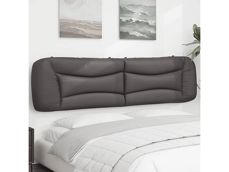 Coussin de tête de lit gris 200cm similicuir