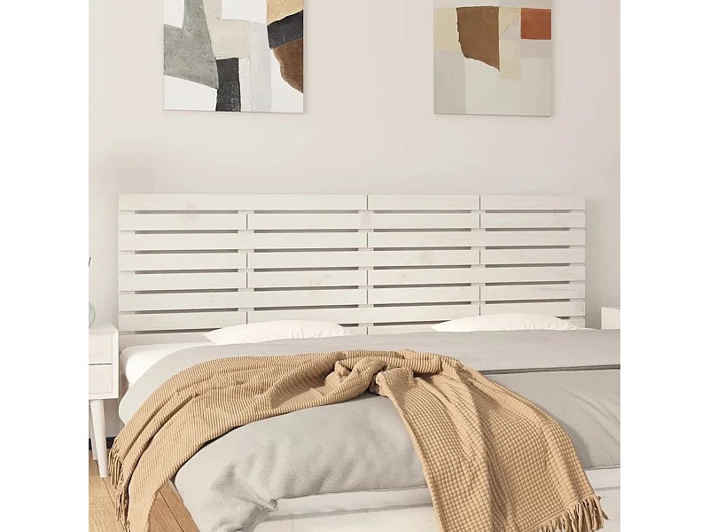 Tête de lit murale Blanc 206x3x63 Bois massif de pin