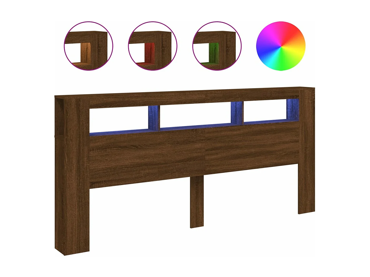 Tête de lit à LED chêne marron 220x18,5x103,5 bois ingénierie