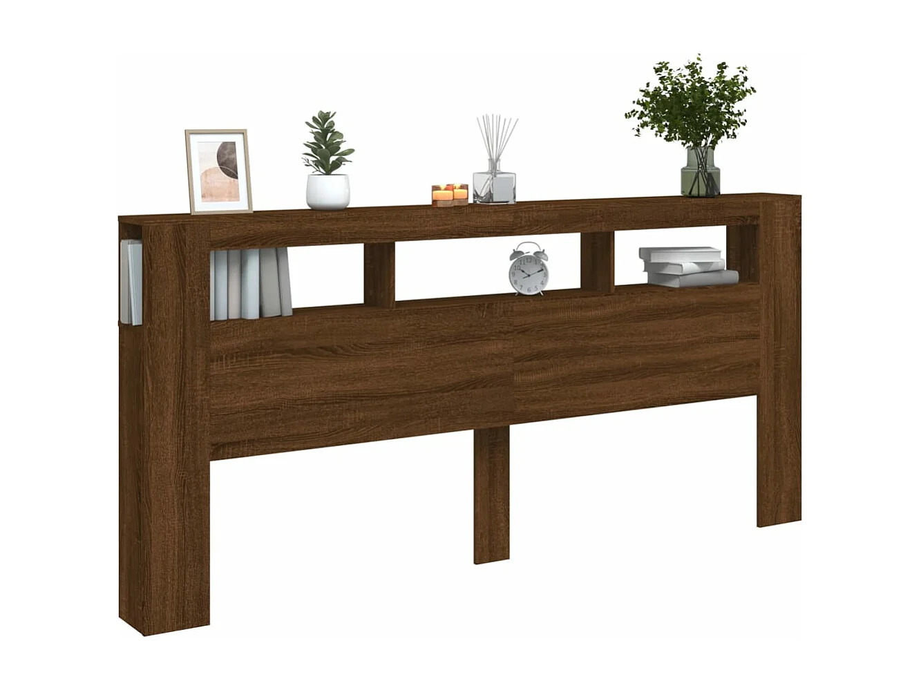 Tête de lit à LED chêne marron 220x18,5x103,5 bois ingénierie