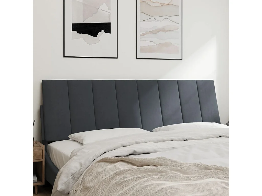 Coussin de tête de lit gris foncé 160cm velours