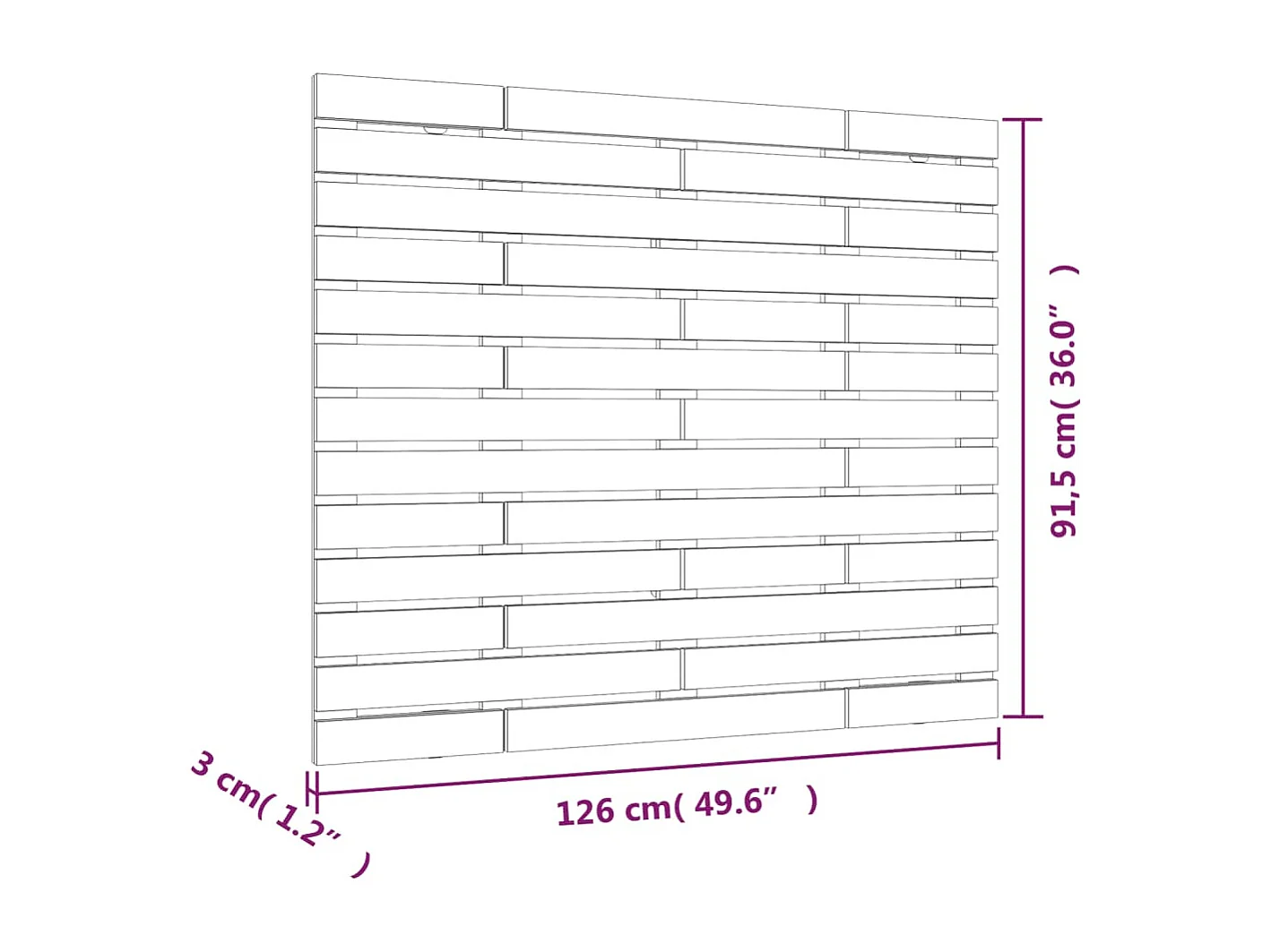 Tête de lit murale Blanc 126x3x91,5 Bois massif de pin