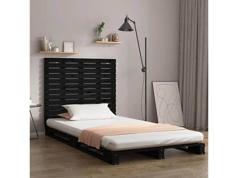 Tête de lit murale Noir 106x3x91,5 Bois massif de pin