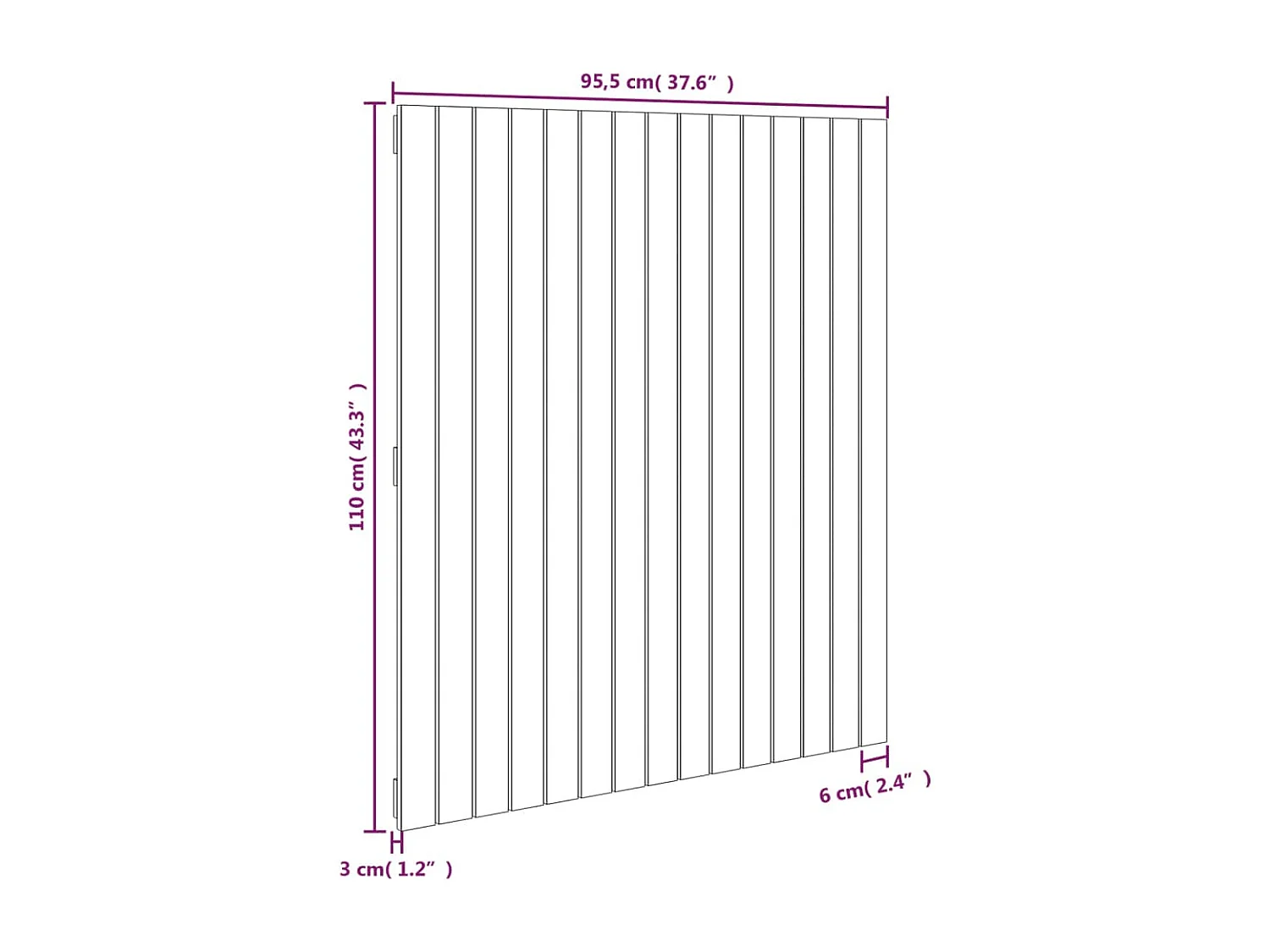 Tête de lit murale Noir 95,5x3x110 Bois massif de pin
