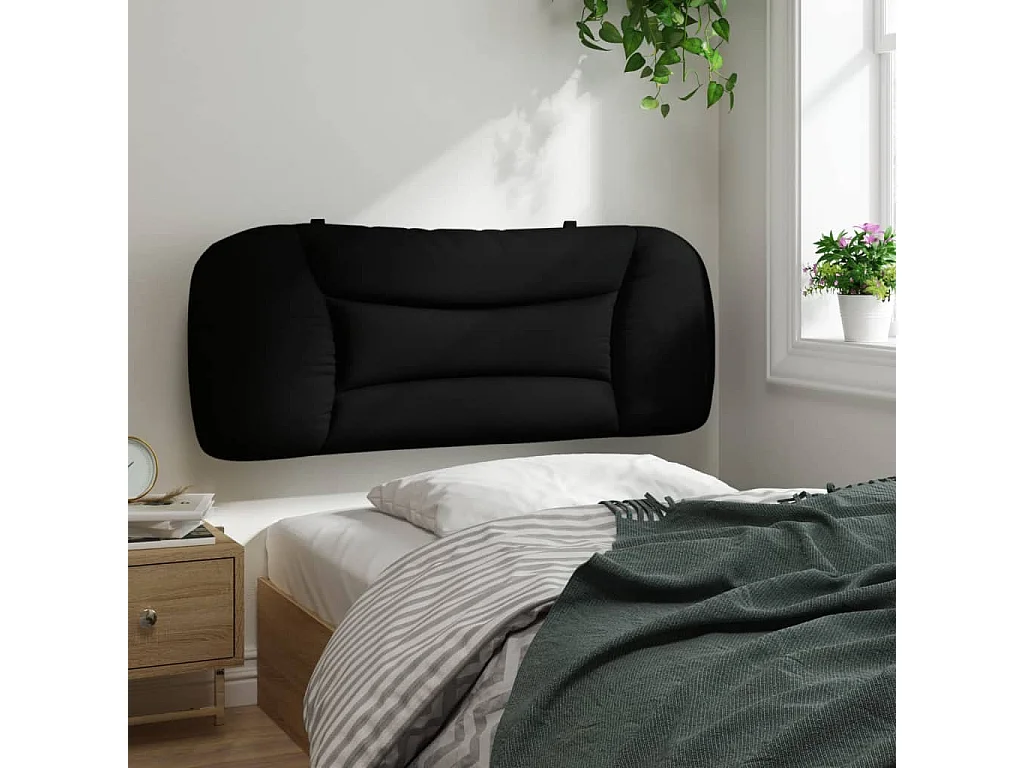 Coussin de tête de lit noir 100cm tissu