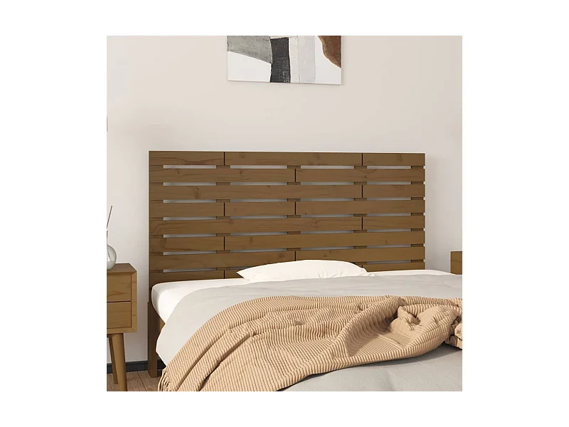 Tête de lit murale Marron miel 126x3x63 Bois massif de pin