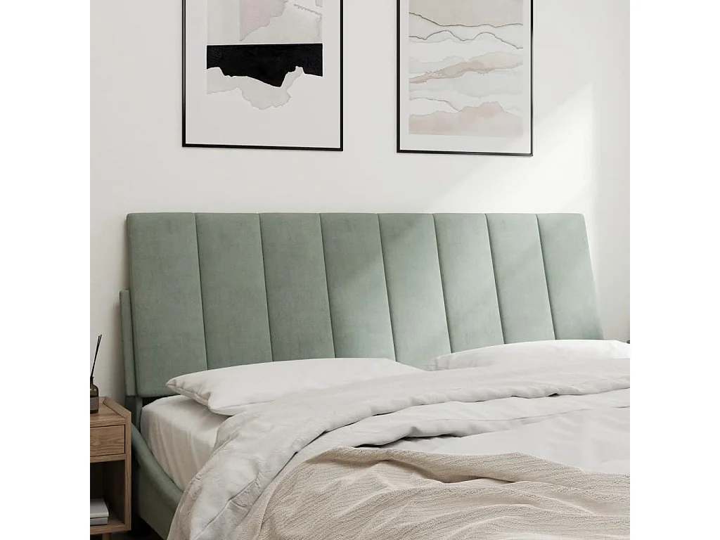 Coussin de tête de lit gris clair 120cm velours