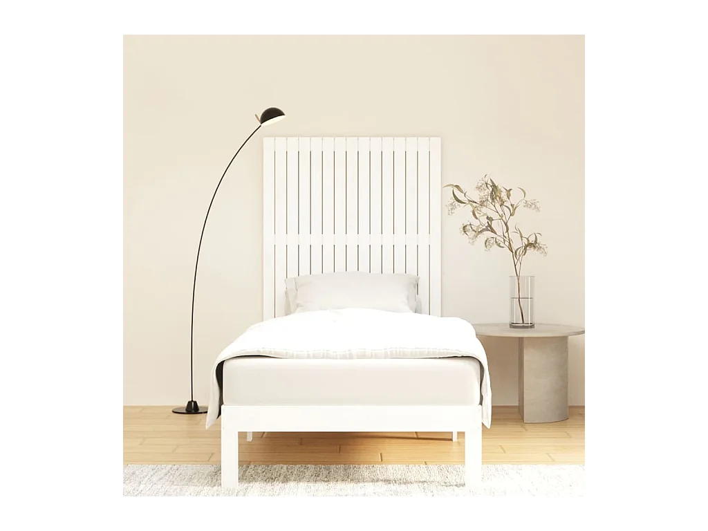 Tête de lit murale Blanc 95,5x3x110 Bois massif de pin
