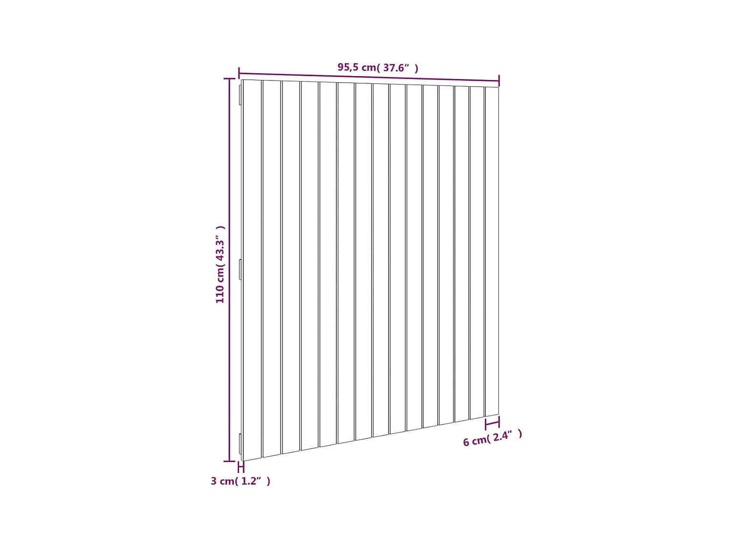 Tête de lit murale Blanc 95,5x3x110 Bois massif de pin