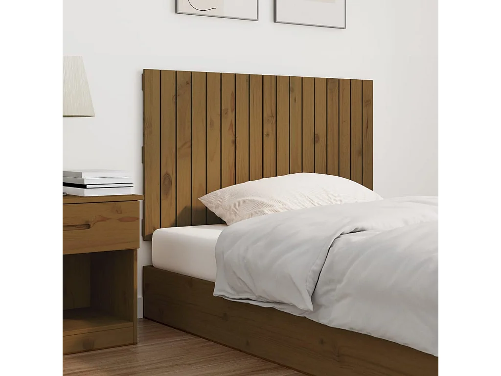 Tête de lit murale Marron miel 108x3x60 Bois massif de pin