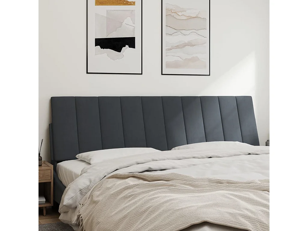 Coussin de tête de lit gris foncé 180cm velours