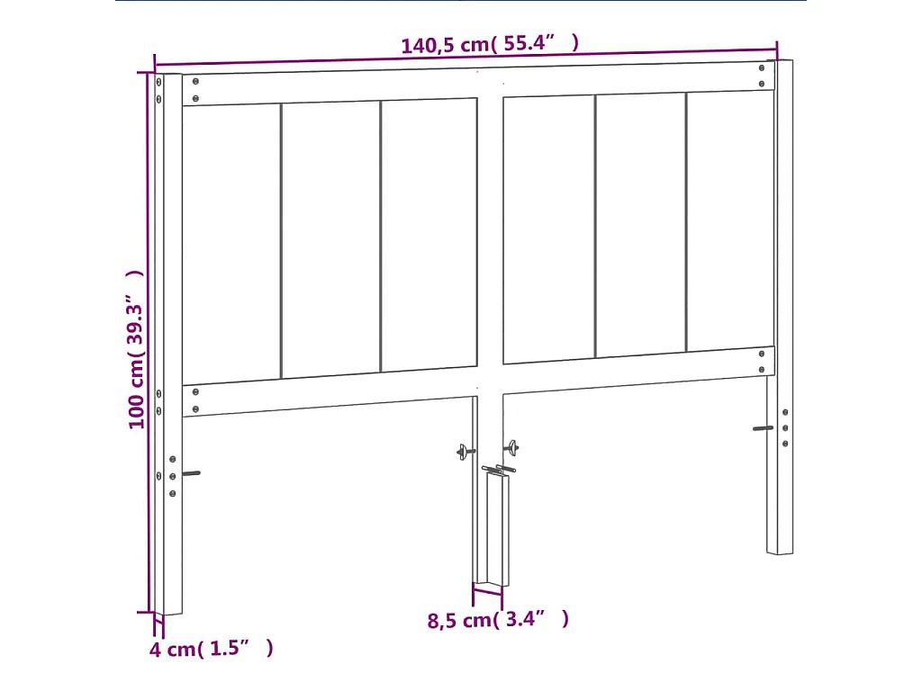 Tête de lit marron 135cm bois massif de pin