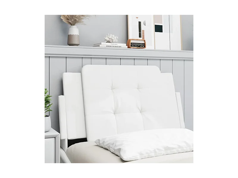 Coussin de tête de lit blanc 80cm similicuir