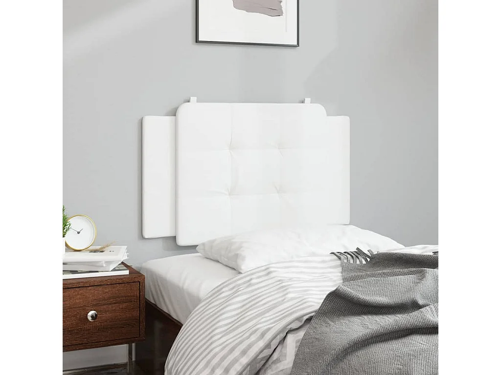 Coussin de tête de lit blanc 80cm similicuir