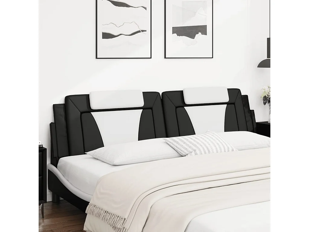 Coussin de tête de lit noir et blanc 200cm similicuir