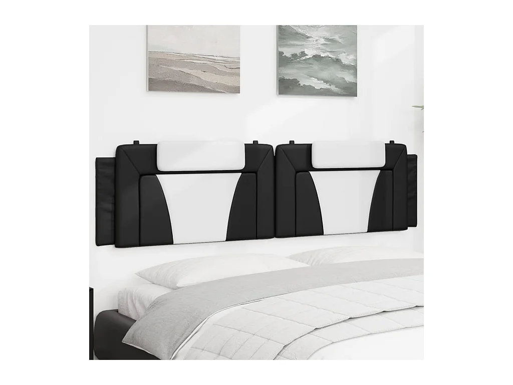 Coussin de tête de lit noir et blanc 200cm similicuir