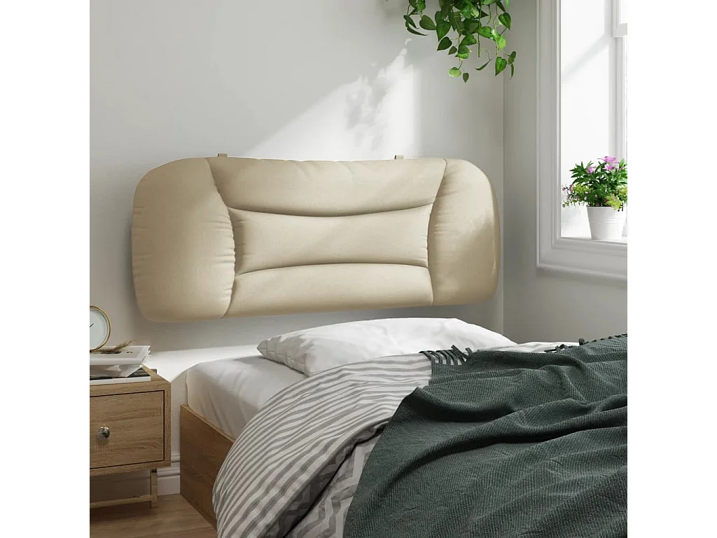 Coussin de tête de lit crème 100cm tissu