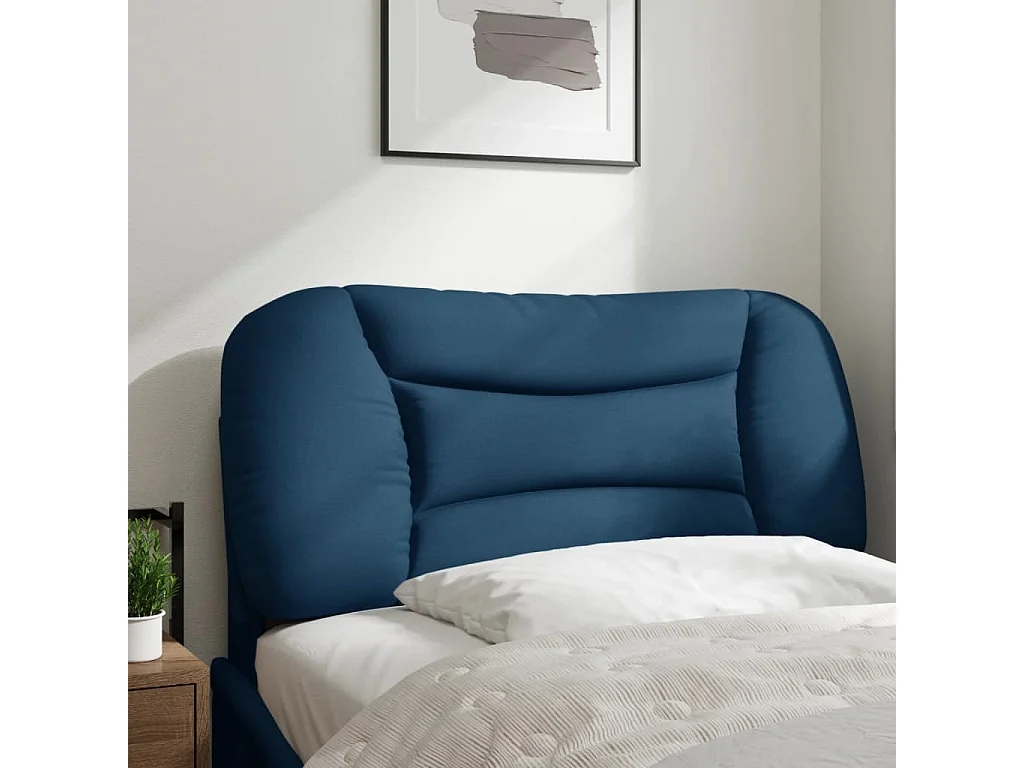 Coussin de tête de lit bleu 80cm tissu