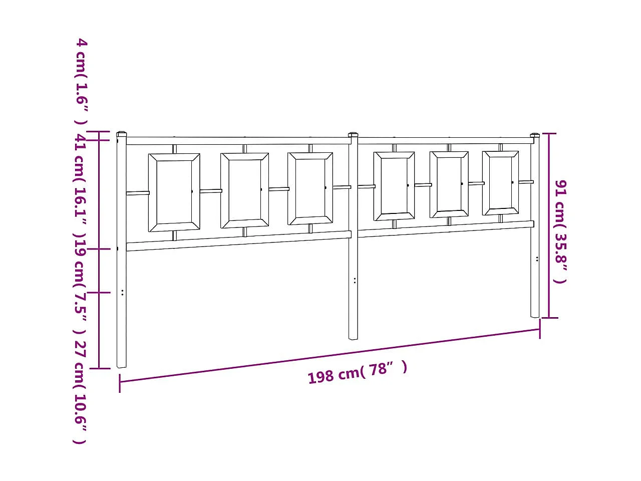 Tête de lit métal blanc 193cm